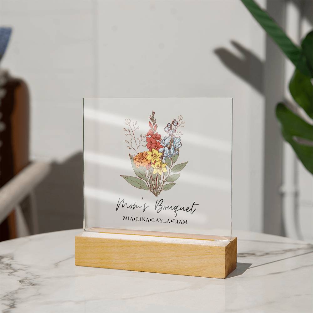 Mom's Bouquet Personalized Acrylic Plaque