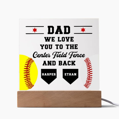 Love You to the Center Field Fence Baseball Softball Plaque