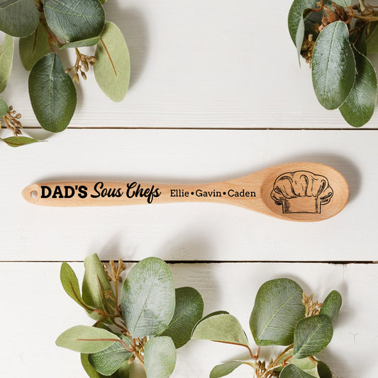 Personalized Dad's Sous Chefs Wooden Spoon
