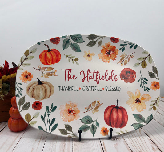 Thankful Grateful Blessed Personalized Platter (Includes Free Shipping)