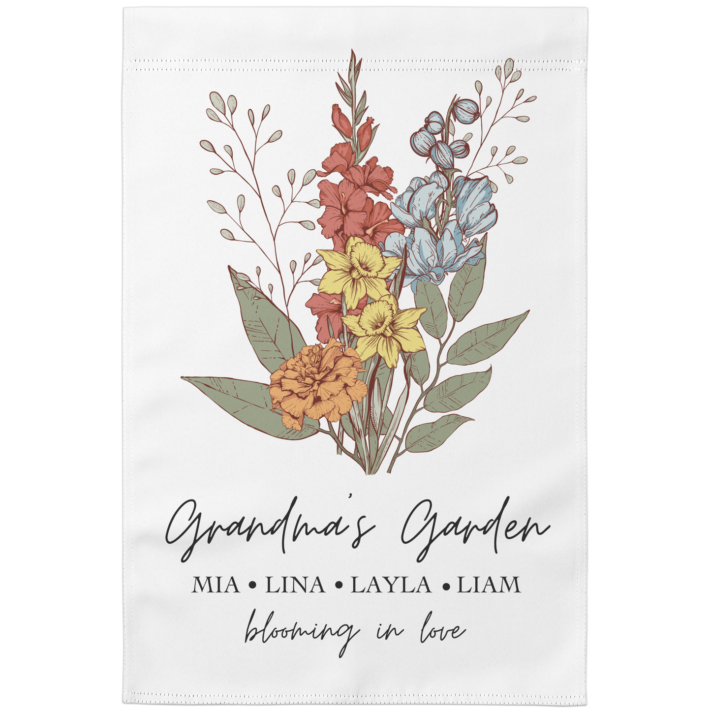 Grandma's Garden Birth Flower Flag