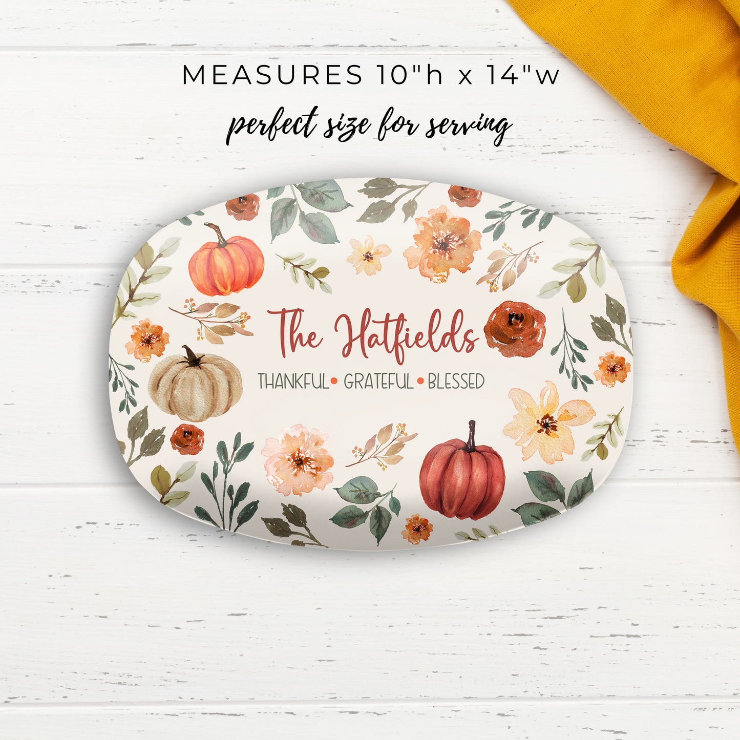 Thankful Grateful Blessed Personalized Platter (Includes Free Shipping)