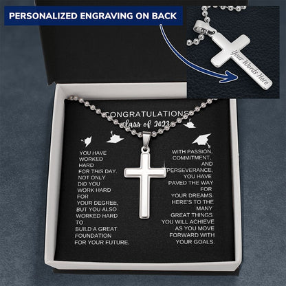 Class of 2023 Engraved Cross Necklace