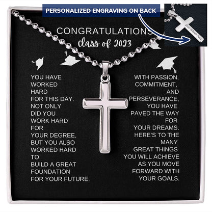 Class of 2023 Engraved Cross Necklace