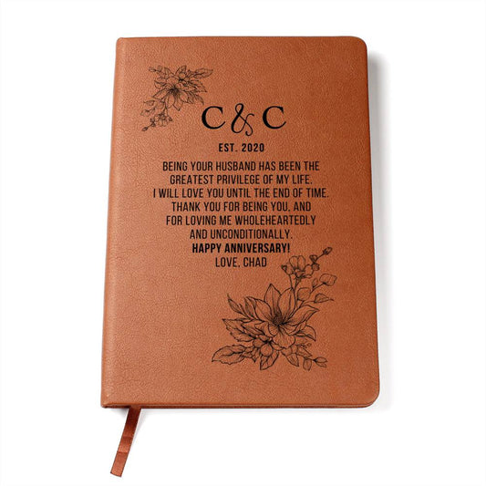 3rd Anniversary Leather Personalized Journal
