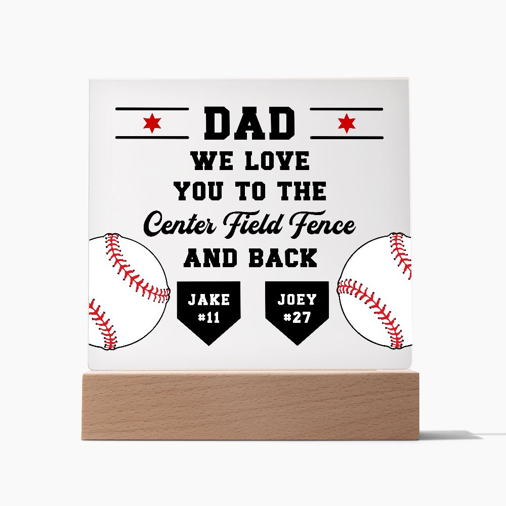 Love You to the Center Field Fence Baseball Plaque