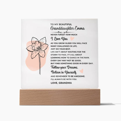 Granddaughter Birth Flower Personalized Plaque