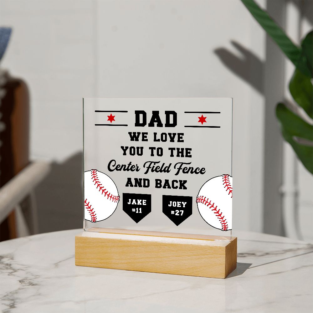 Love You to the Center Field Fence Baseball Plaque