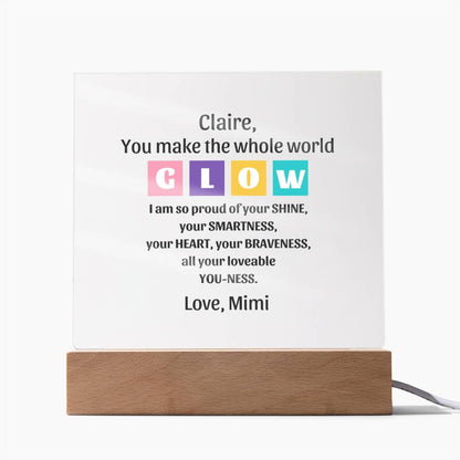 You Make the Whole World Glow Granddaughter Plaque