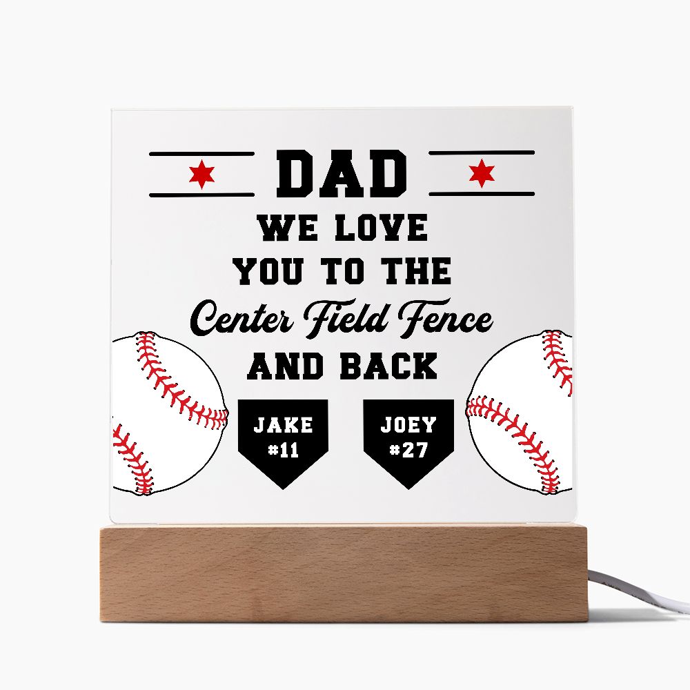 Love You to the Center Field Fence Baseball Plaque