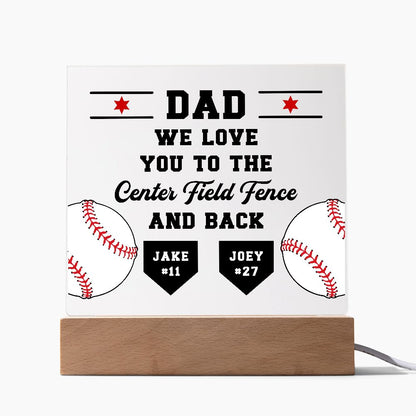 Love You to the Center Field Fence Baseball Plaque