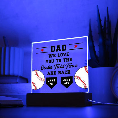 Love You to the Center Field Fence Baseball Plaque