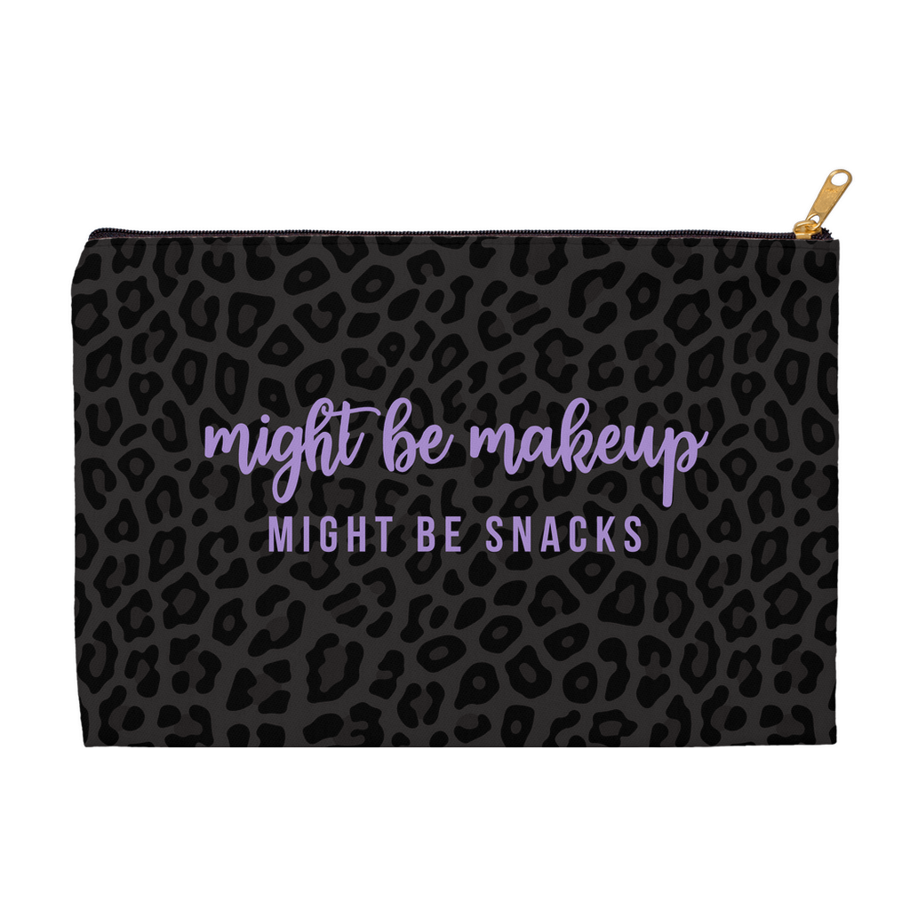 Might Be Makeup Might be Snacks Pouch, Leopard in Purple