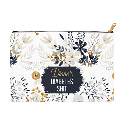 Personalized Diabetes Shit Pouch, Navy Floral