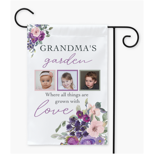 Grandma's Garden Flag, Purple Floral