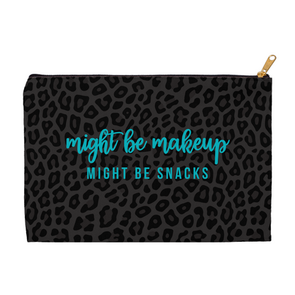 Might Be Makeup Might be Snacks Pouch, Leopard in Teal