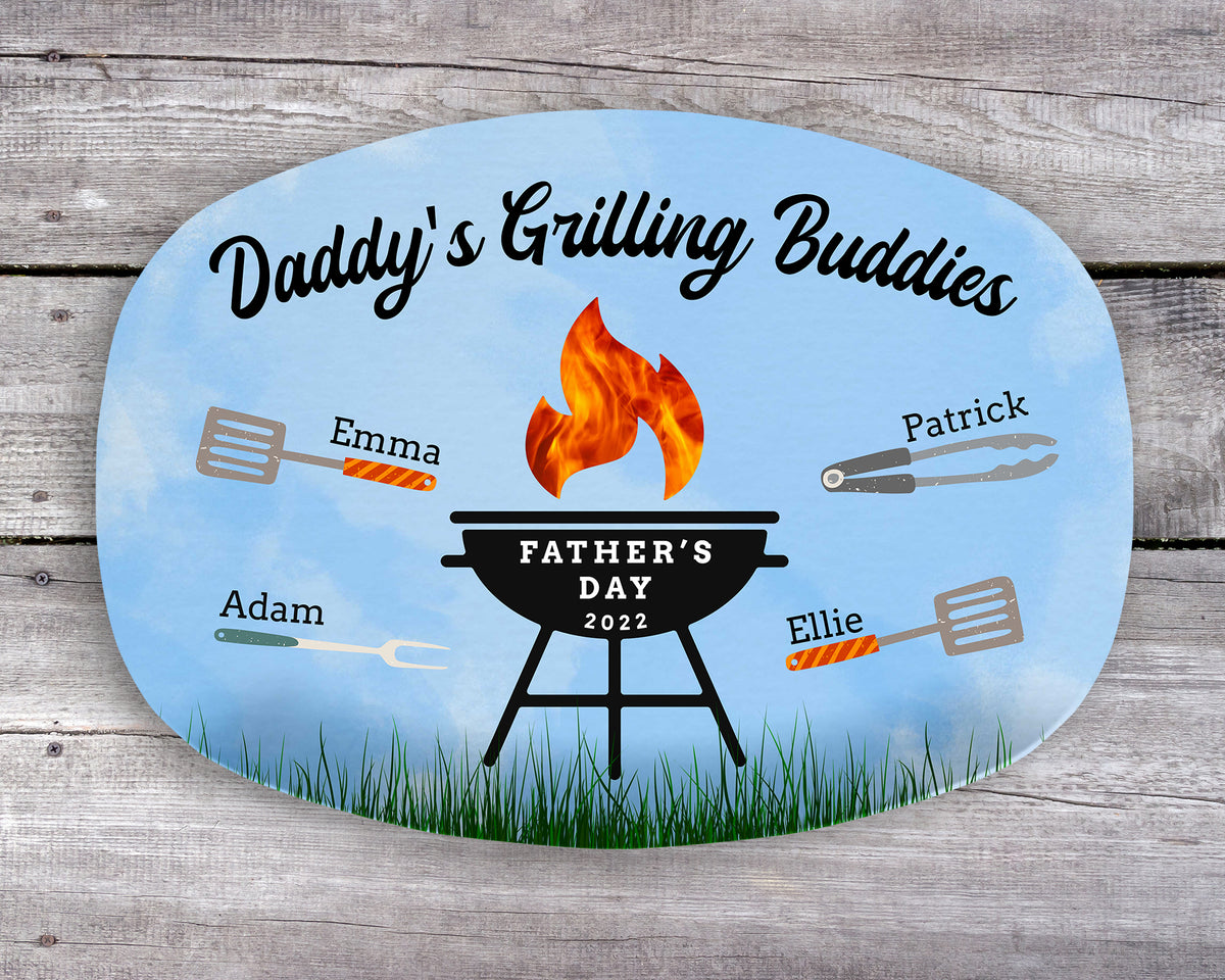 Personalized Daddy's Grilling Buddies Platter - Price Includes Shipping