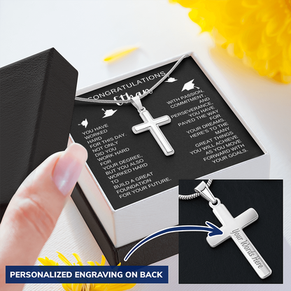 College Graduation, Personalized Cross Necklace