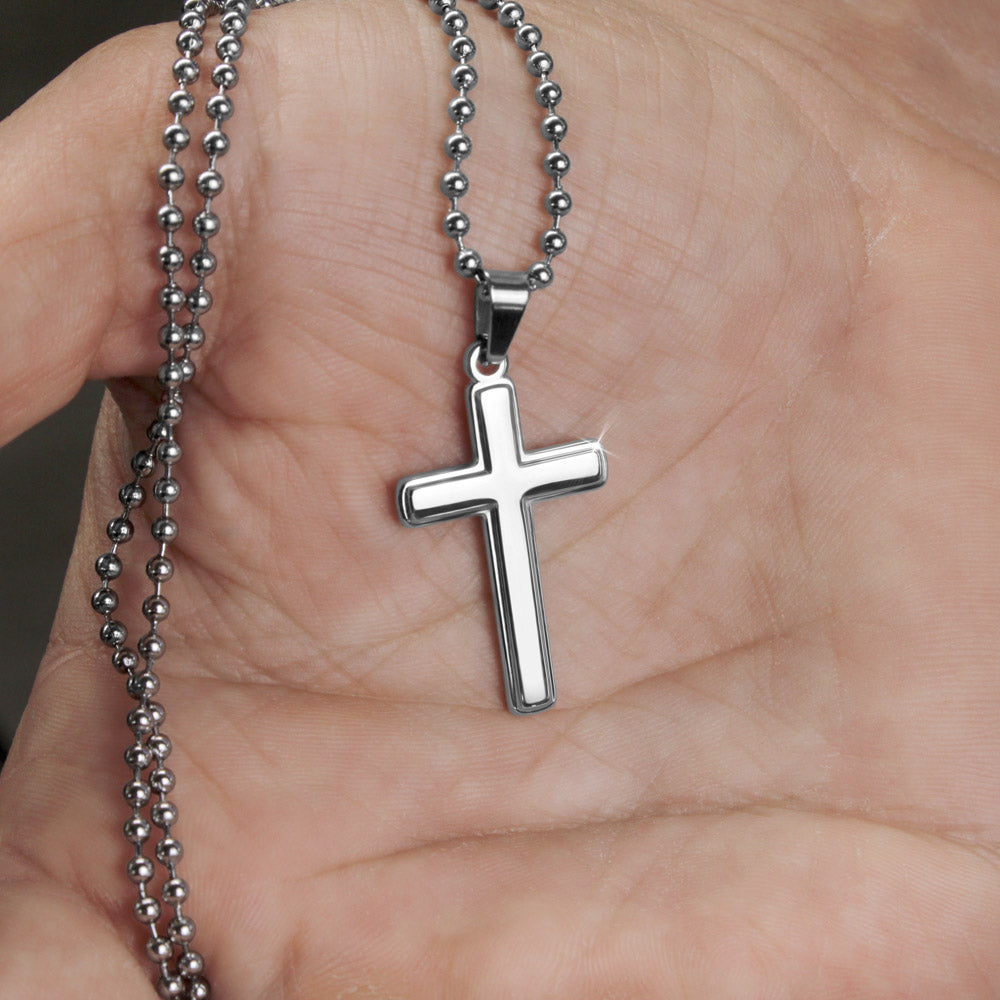 Baseball Stitch Cross Necklace on Black Rubber – Forgiven Jewelry
