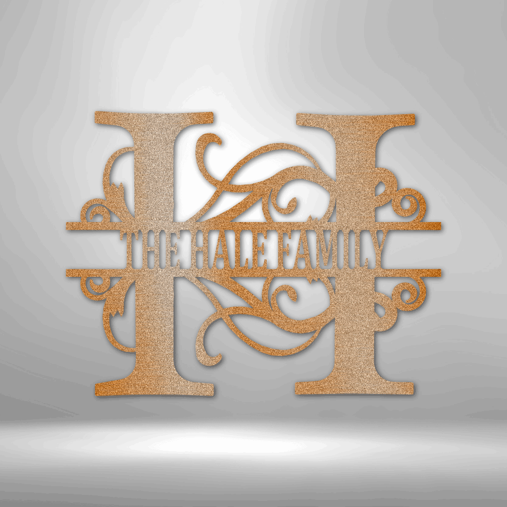 Fancy Initial Family Metal Sign