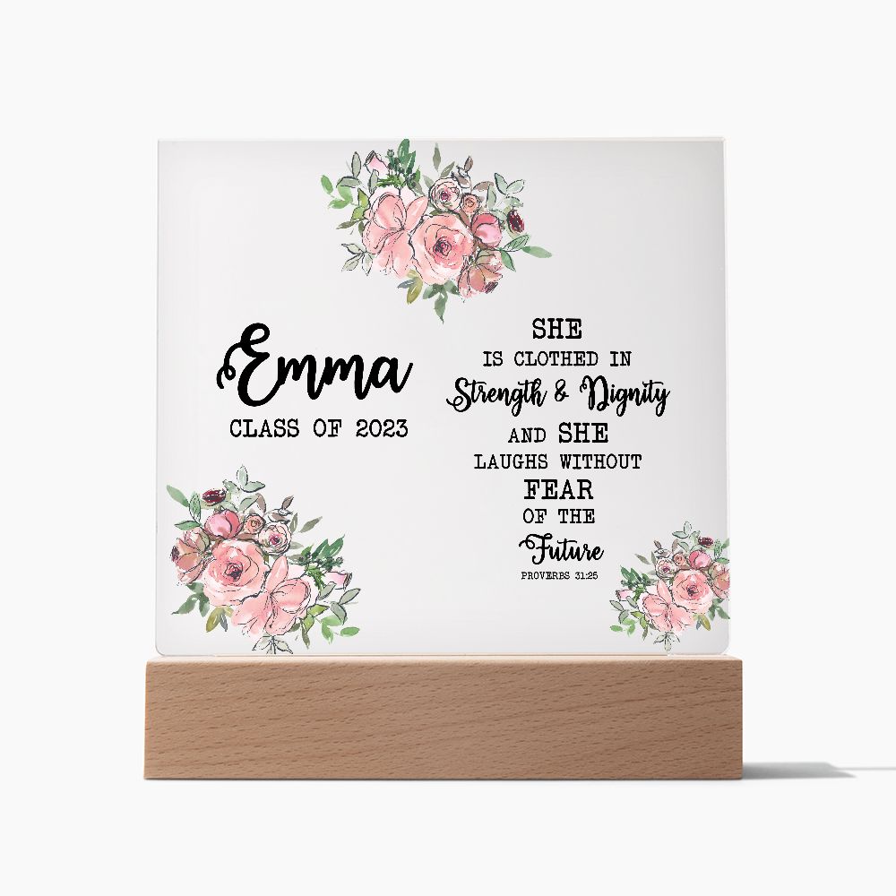 Proverbs 31:25 Personalized Acrylic Plaque