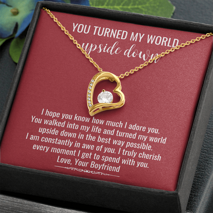 You Turned My World Upside Down Forever Love Necklace