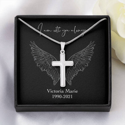 I am with you always Cross Necklace in Black
