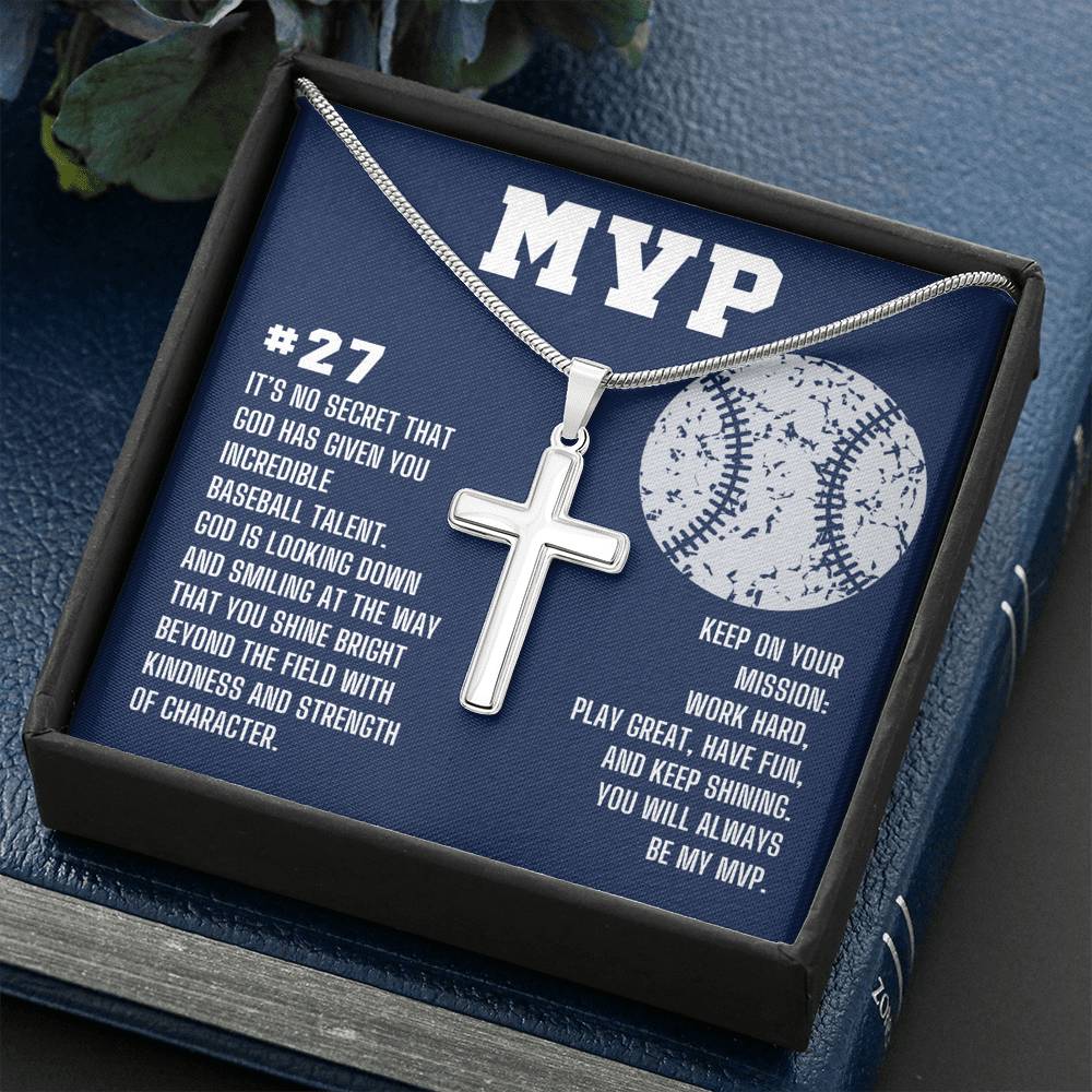 MVP Baseball Cross Necklace
