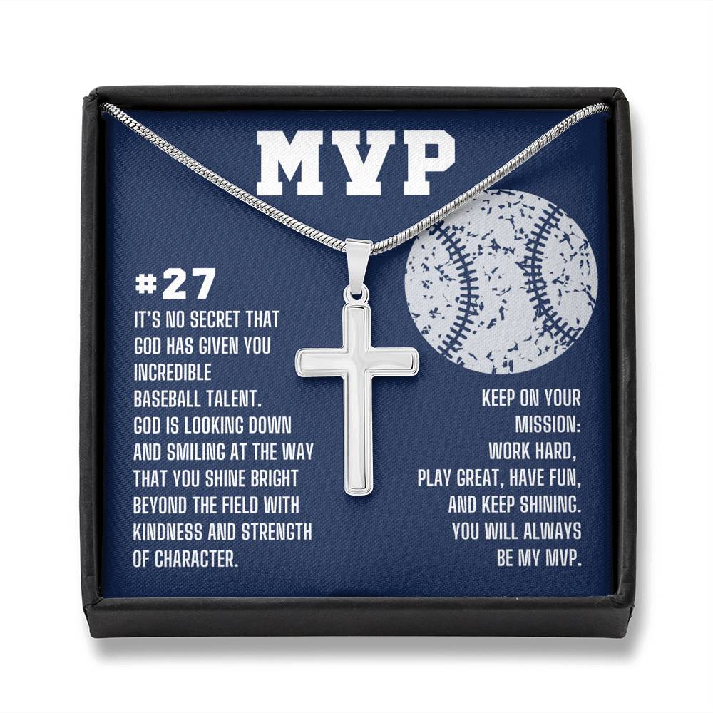 MVP Baseball Cross Necklace