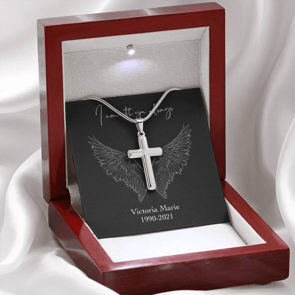 I am with you always Cross Necklace in Black