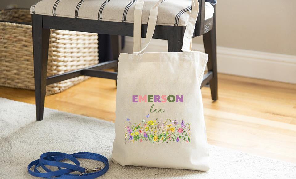 Personalized Wildflowers Tote Bag