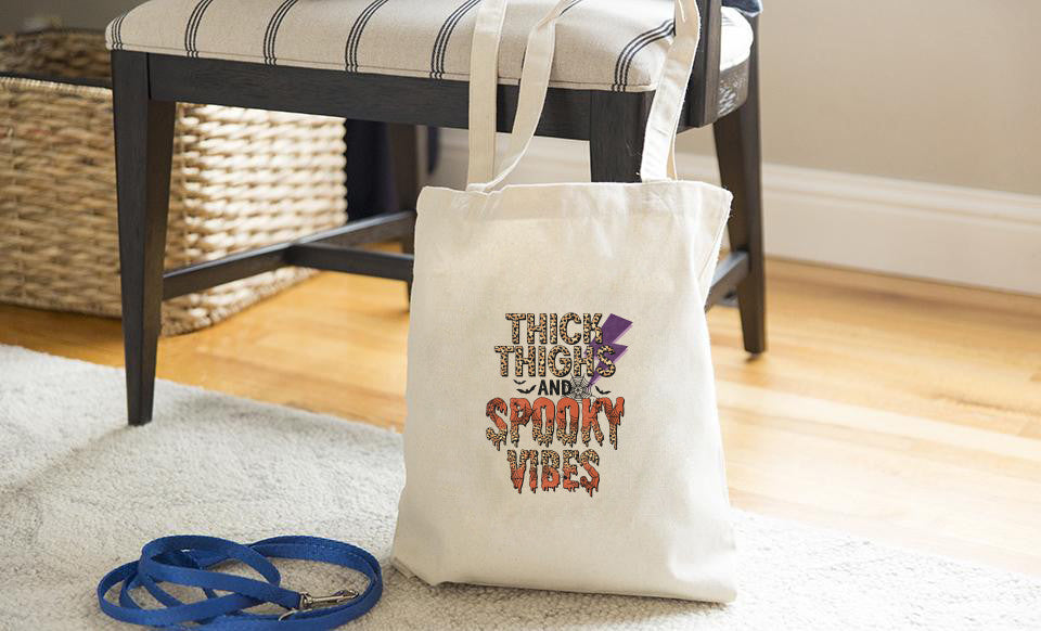 Thick Thighs and Spooky Vibes Tote Bag