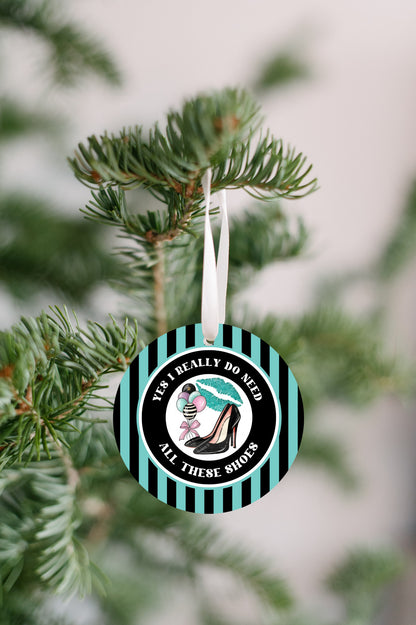 Shoe Lover Ornament in Teal