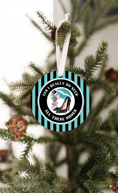 Shoe Lover Ornament in Teal