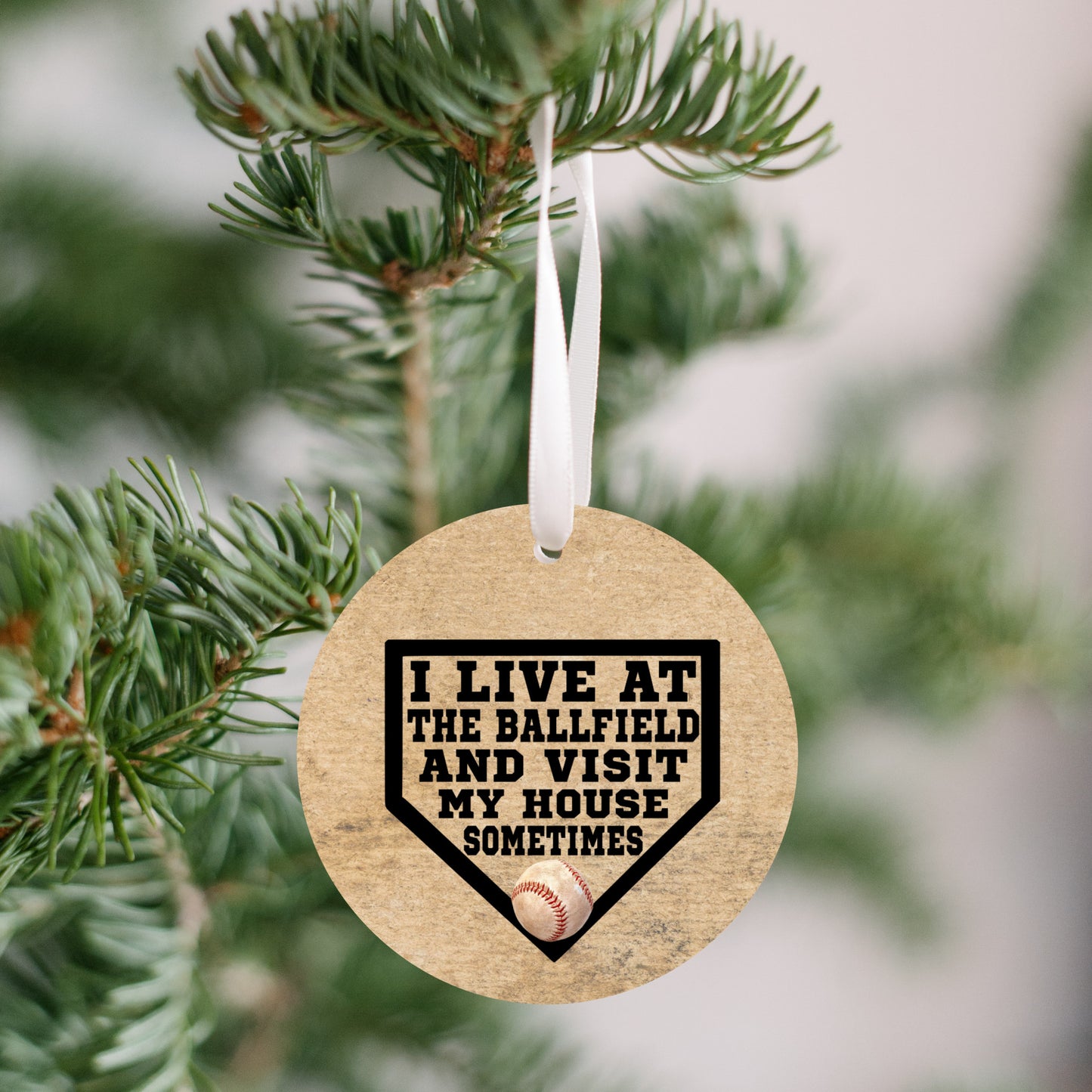 I Live at the Ballfield Baseball Ornament - Buy 10 or more, Get 30% OFF + Free Shipping