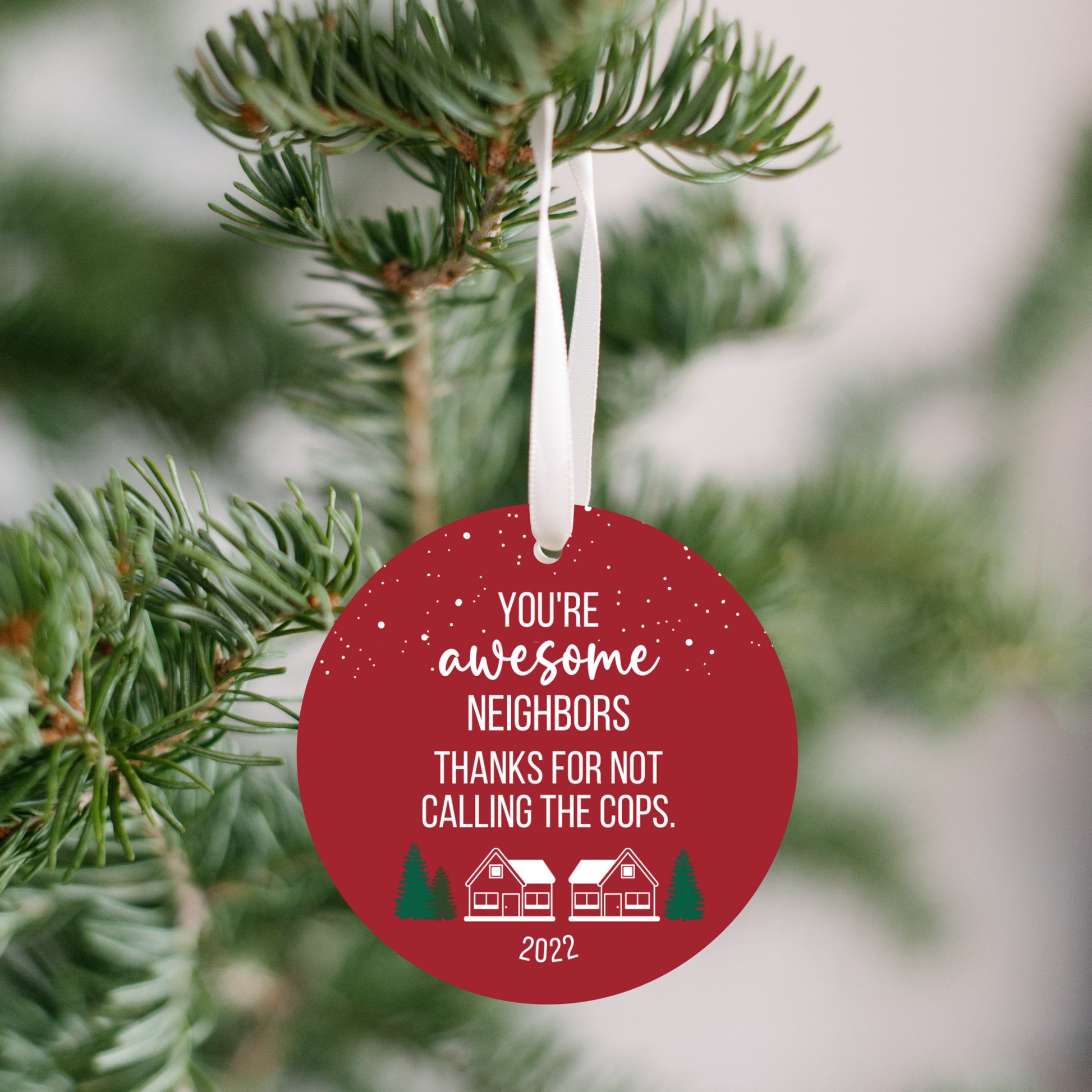 Awesome Neighbors Funny Ornament, Holiday Red – JH Studio