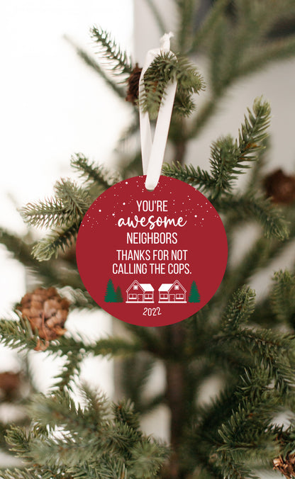 Awesome Neighbors Funny Ornament, Holiday Red