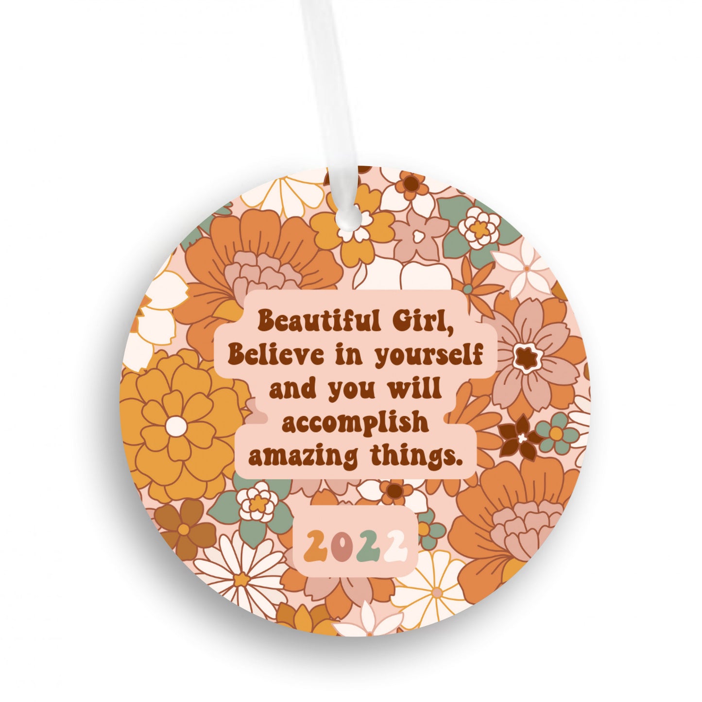 Beautiful Girl Groovy Floral Ornament