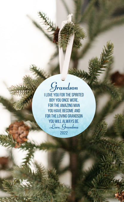 To My Grandson Christmas Ornament