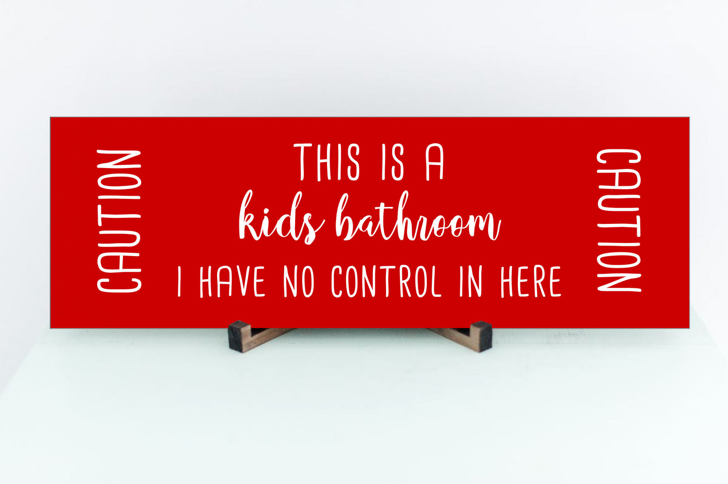 Caution Kids Bathroom Sign, Custom Colors