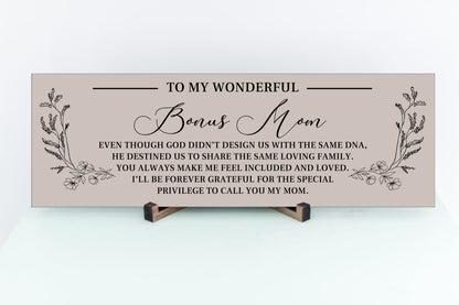 personalized My Wonderful Bonus Mom Sign