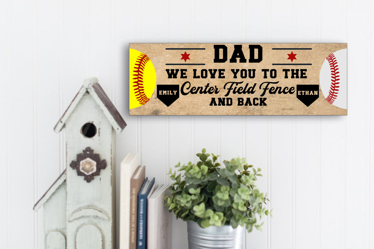 Personalized Baseball Softball Dad Sign