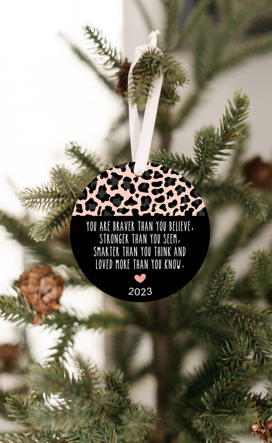 2023 Braver Stronger Smarter Ornament, Leopard Print