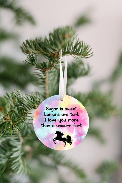 Christmas Ornament, I love you more than Unicorn Farts