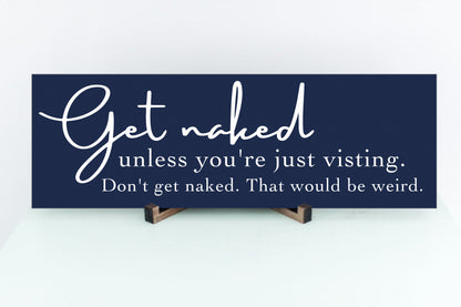 Get Naked Bathroom Sign, Navy