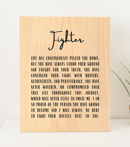 Fighter Wood Sign, Friendship Gift