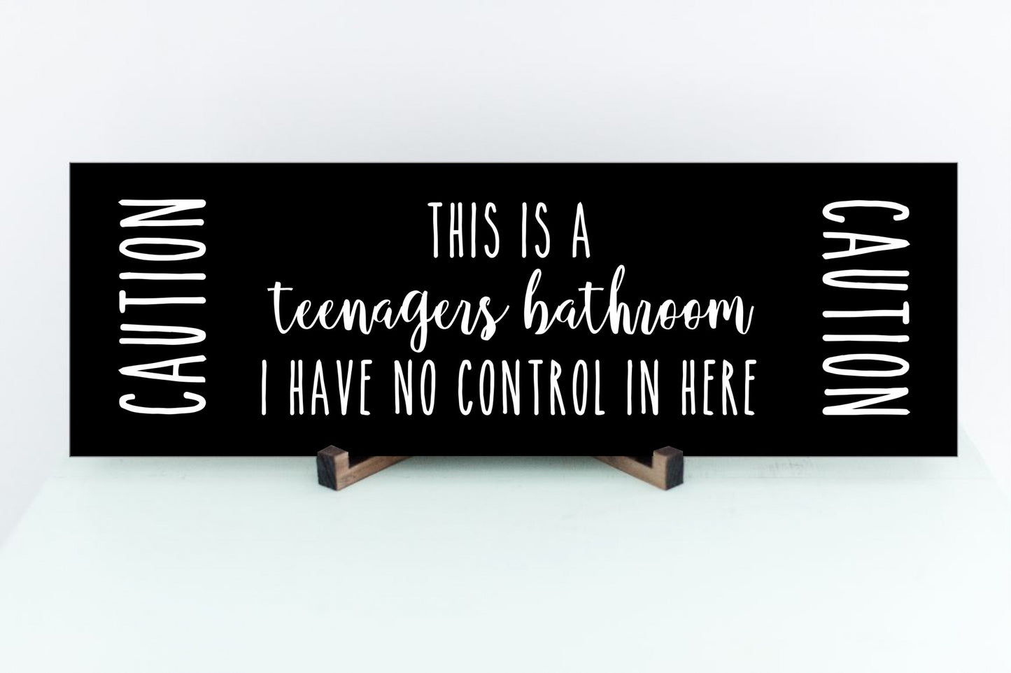 Teenagers Bathroom Sign in Black