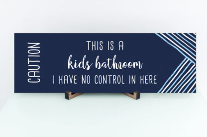 Funny Kids Bathroom Sign in Navy