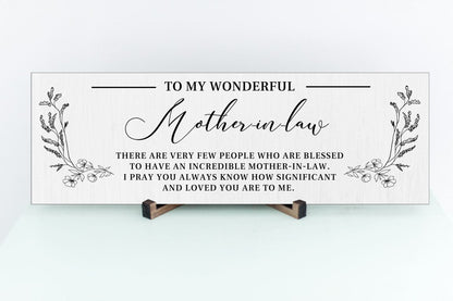 To My Wonderful Mother-in-law Sign