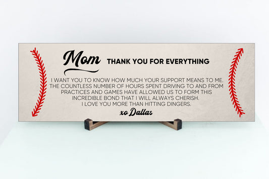 Personalized To My Baseball Mom Sign